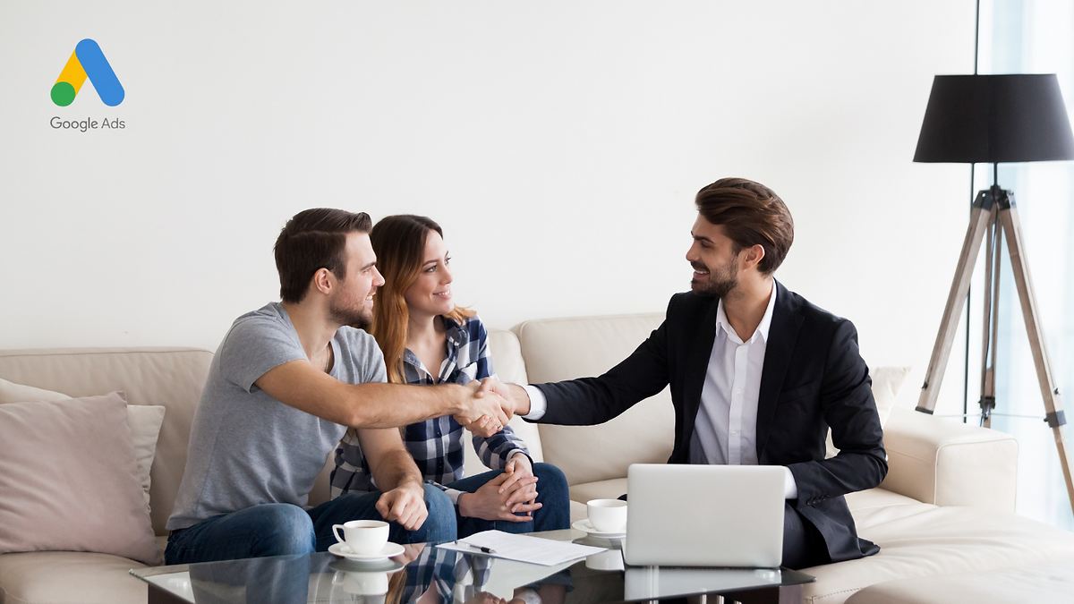 A buyers agent shaking hands with new clients after a successful Google Ads enquiry