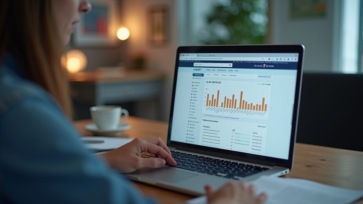 Reviewing PPC campaign performance data on a laptop